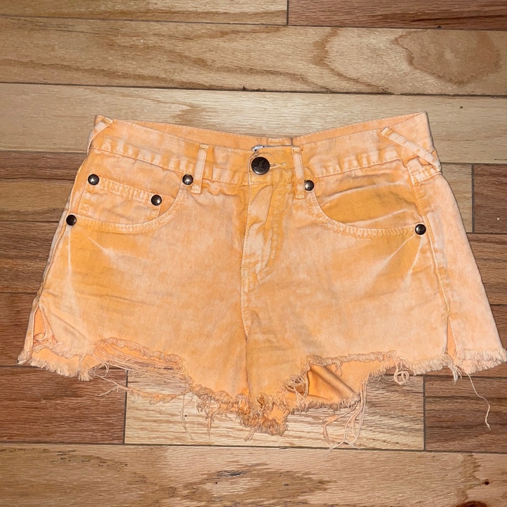 Free People orange jean shorts